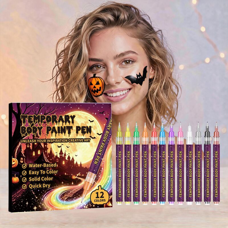 Children's Halloween Nail Art Pen Multi-color DIY Nail Art Pen Waterproof Easy to Apply Convenient Nail Painting Set