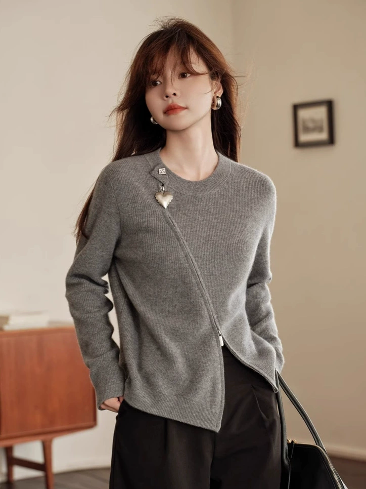 Демисезонный кашемировый кардиган на молнии