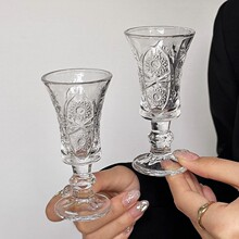 ins浮雕矮脚玻璃白酒杯家用创意分酒器一两小白酒杯一口杯小酒盅