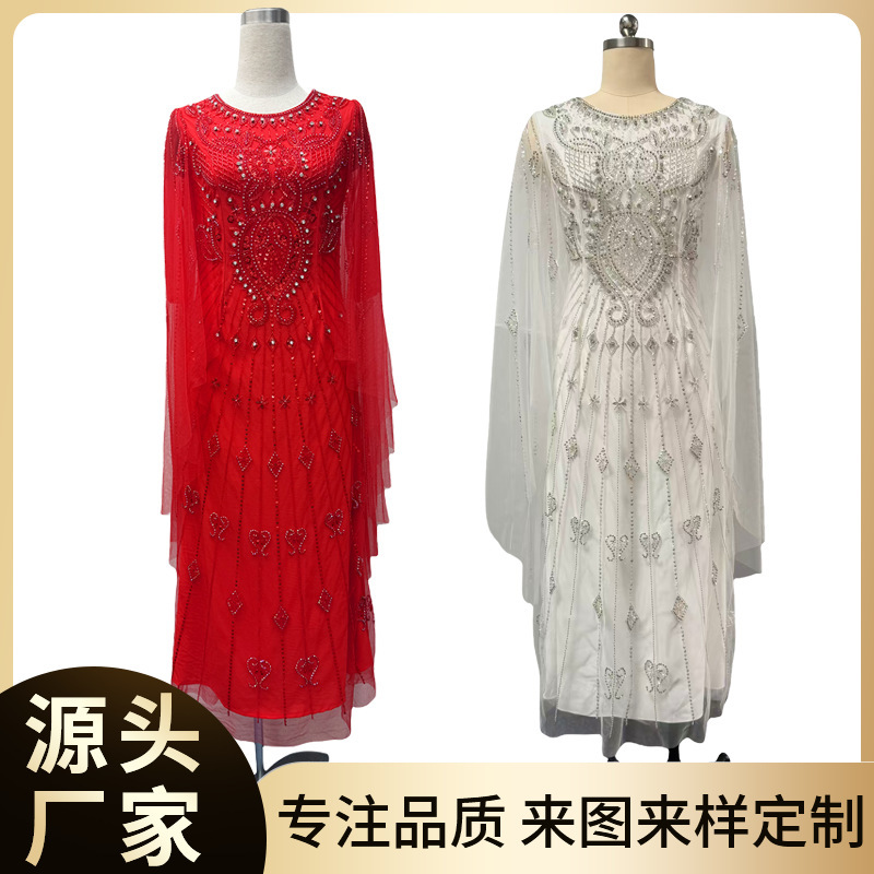 Beaded Sequins Dress Celebrity Style Dinner Dress Embroidered Heavy Industry Gift Dress Computer Embroidered Wedding Dress