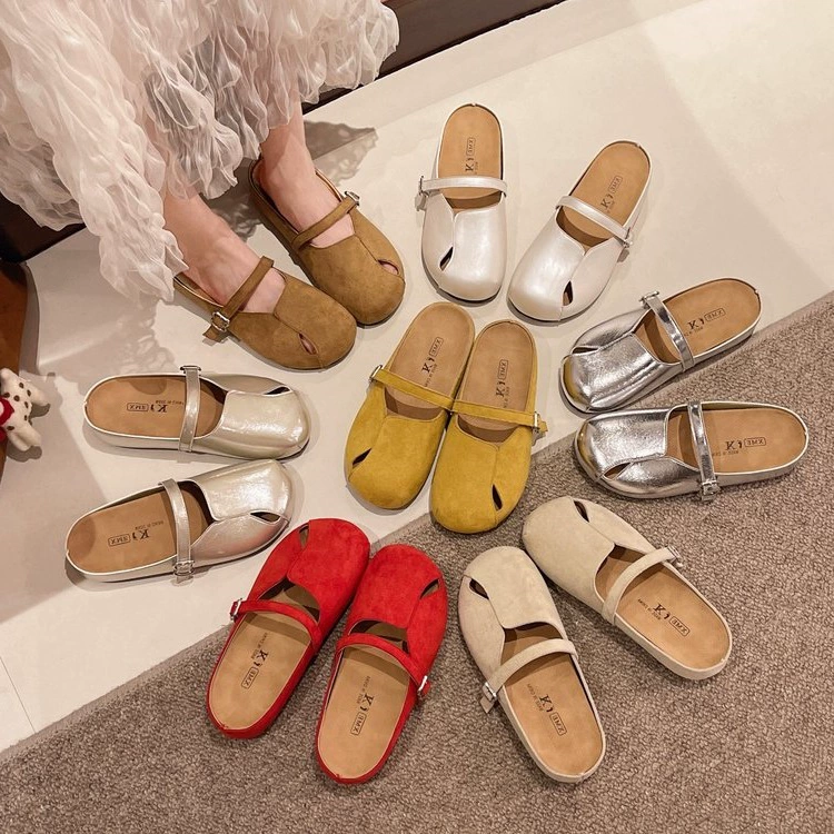 Женские летние полусабо с внутренним утолщением носка, новинка 2025 года, на толстой подошве, повседневные, без застежек, для юбок.