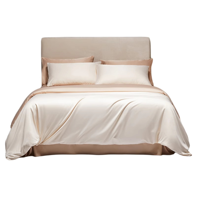 Nuevo traje de cuatro piezas de seda de hielo 2025 nuevo estilo sábana de lujo ligera funda edredón verano inocente sedoso ropa de cama desnuda no es