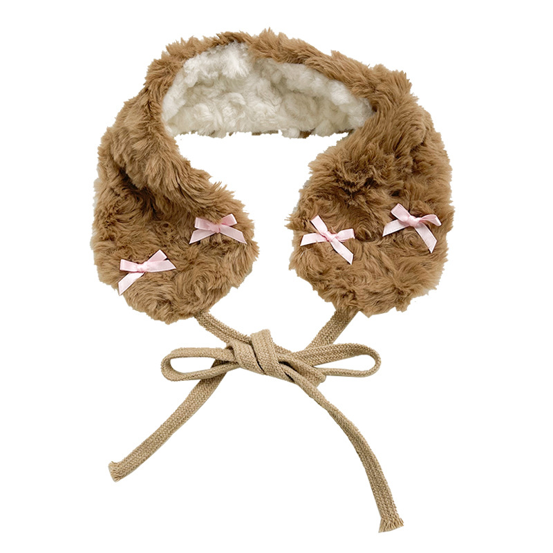 Nuevo estilo ins orejeras con cordones invierno niña linda niña bicicleta orejeras calentamiento de orejas estudiantes felpa cálido protección auditiva babero