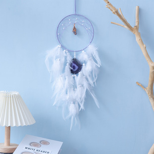 Agate piece wind chime feather pendant European and American wind chime outdoor home decoration gift wholesale birthday layout props
