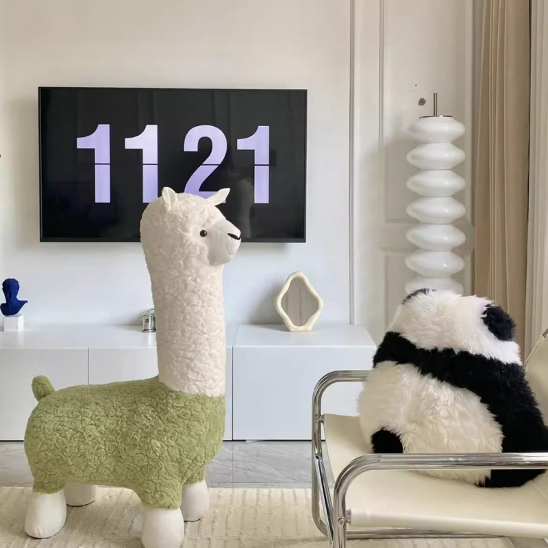 Internet celebridad creativa taburetes de alpaca de tamaño grande sala de estar adornos de suelo asiento de animales de peluche regalo de mudanza de nuevo hogar