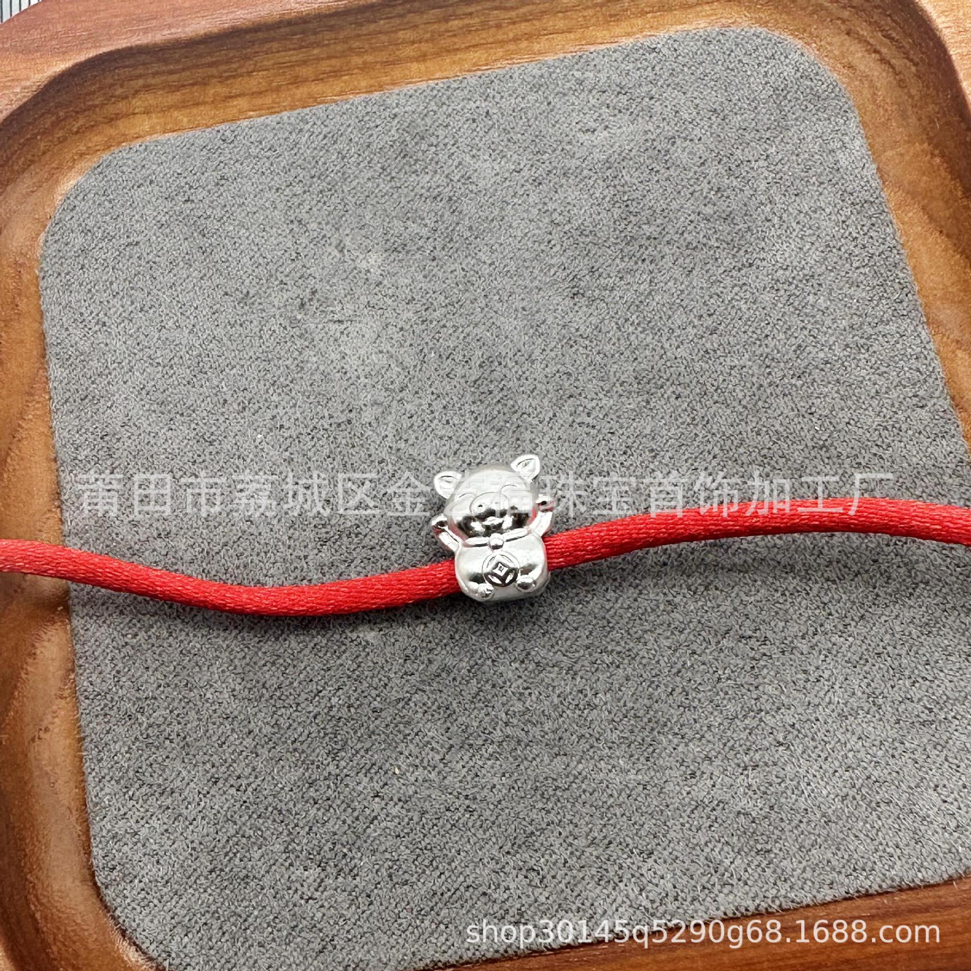S999 Twelve Zodiac Sign Bracelet Spacer Beads Accessories DIY Braided String Bead Bracelet Pure Silver Material Accessories Rabbit Hair Crystal