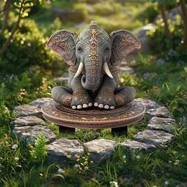 跨境一只有趣的二维扁平象花园桩室内外亚克力盆栽和庭院防水耐磨