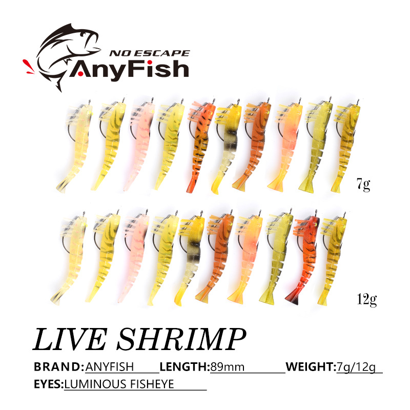 Artificial Soft Shrimp Lures  Sand Shrimp baits bass trout Fresh Water Fishing Lure