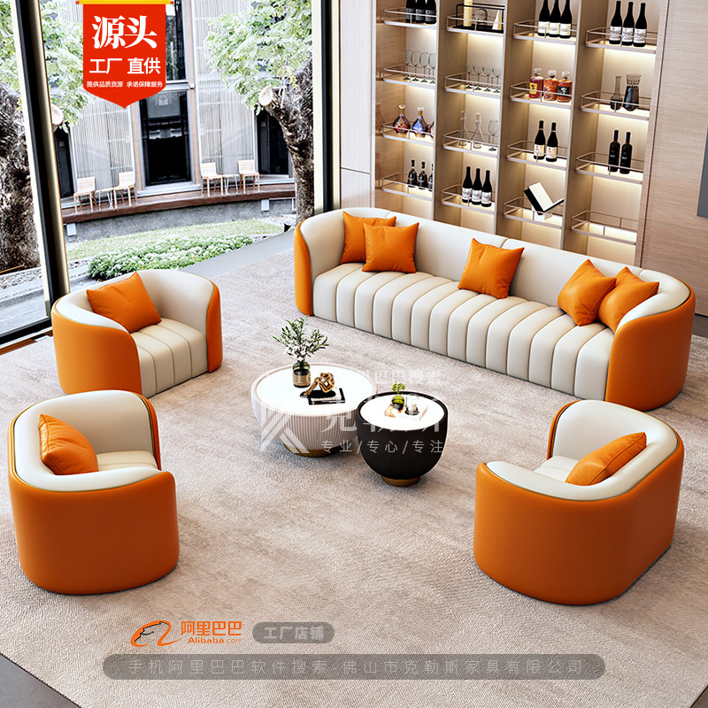 1 три человека + 3 одиночных + комбинация журнального столика (замененно-белый + оранжевый)