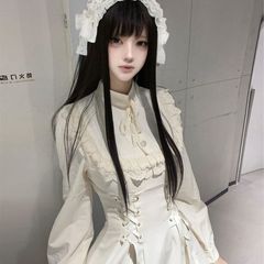 フレンチスタイルの優しくて重厚なレースデザインの長袖ドレス秋の新しいハイエンドの気質痩身ウエストロングスカート