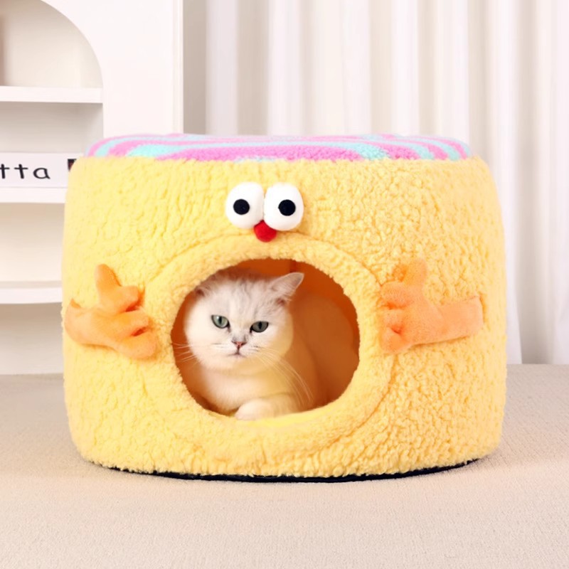 Lit pour chat chaud en hiver, lit pour chien fermé toutes saisons offrant un sentiment de sécurité, accessoires pour animaux de compagnie_voghion.com