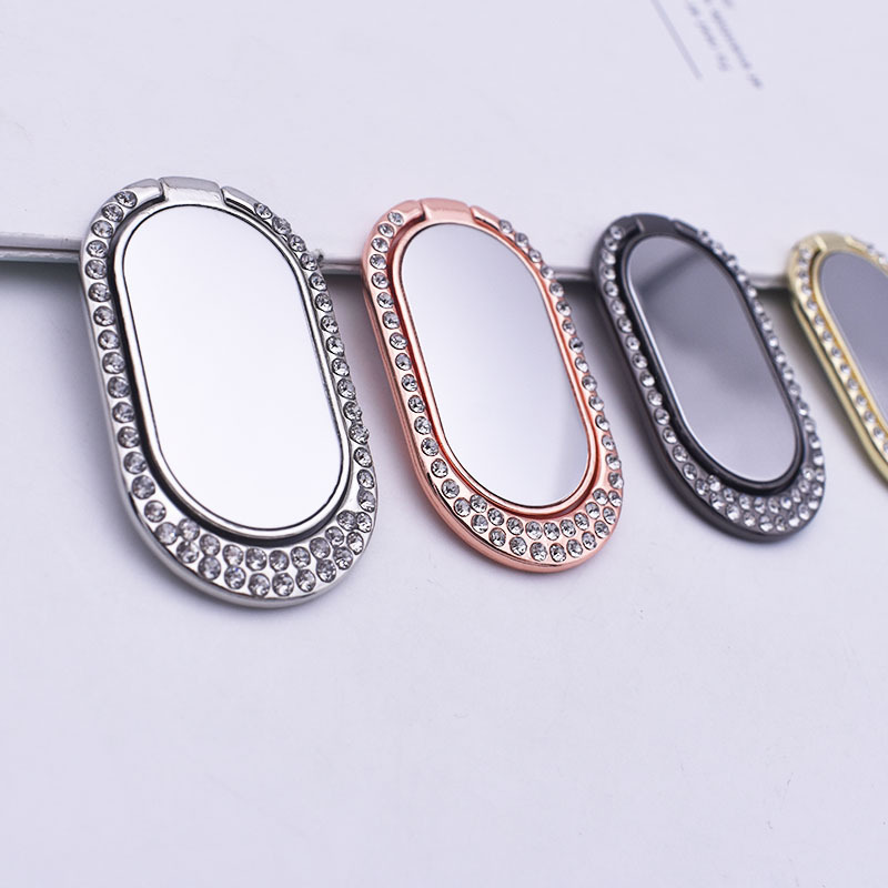 New Diamond Oval Ring Bracket Metal Mirror Fastened Ring Bracket Desktop Lazy Bracket Ultra-thin Fastened Ring display picture 1