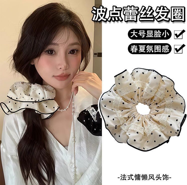 フレンチダブルバレエ風レースヘアゴム韓国風中空二層特大ゴムバンドヘアゴム女性用|undefined