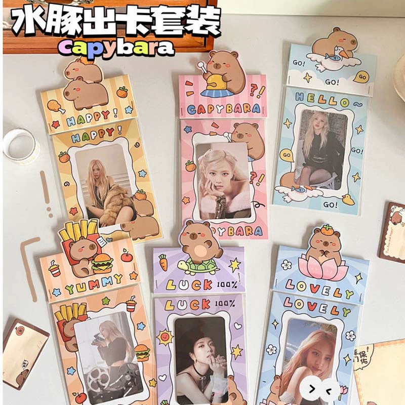 Karpi Barka Голова задняя карта набор мультфильм капибары поздравительная открытка из карты упаковочный материал милый подарок упаковочная карта