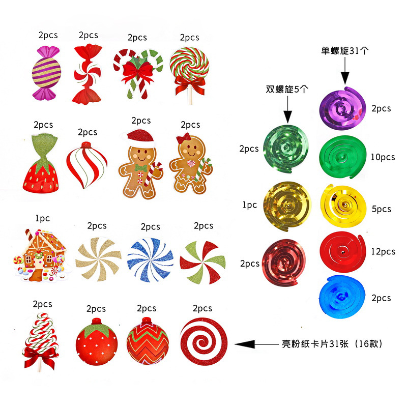 30 dulces de Navidad colgantes de espiral vórtice fiestas de Navidad y Año Nuevo dulces bastones colgantes de techo