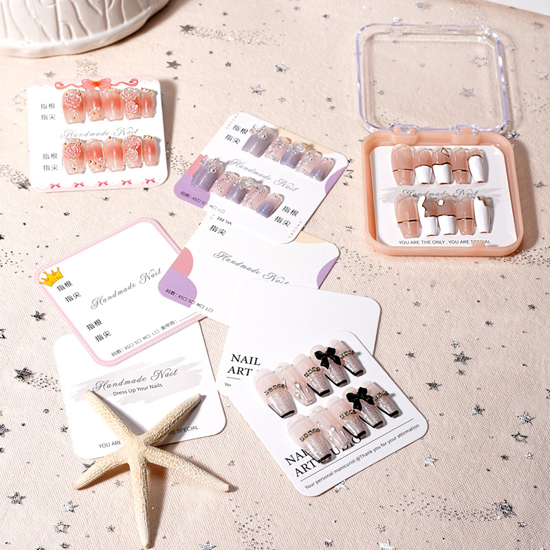 Manicure cardboard wear nail display card finished packaging box simple small card design wholesale