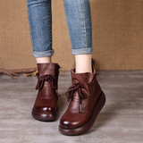 以一 Кожаные демисезонные короткие сапоги для отдыха на платформе, воловья кожа