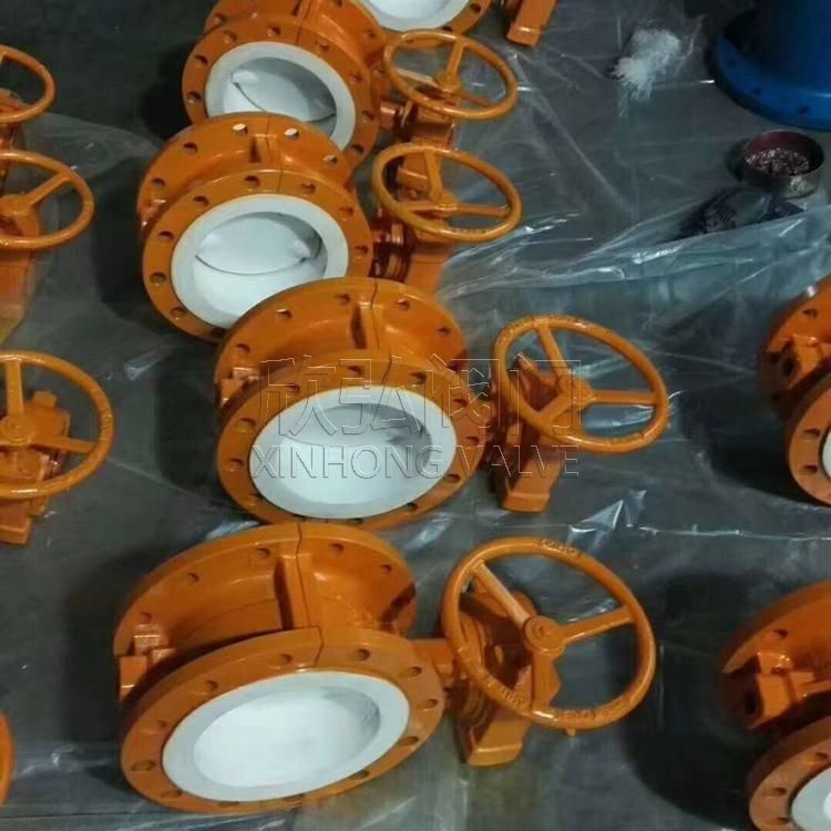 D641F46气动衬氟蝶阀 对夹 耐磨 软密封 衬四氟 欣弘阀门