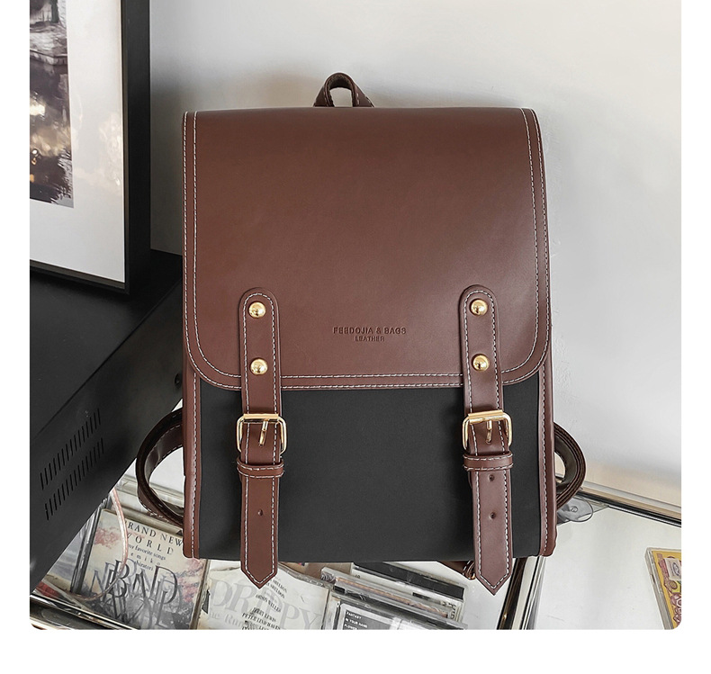 Ba lô nữ canvas phong cách retro Anh quốc, kiểu dáng đa năng cho sinh viên — Màu đen chi tiết 9