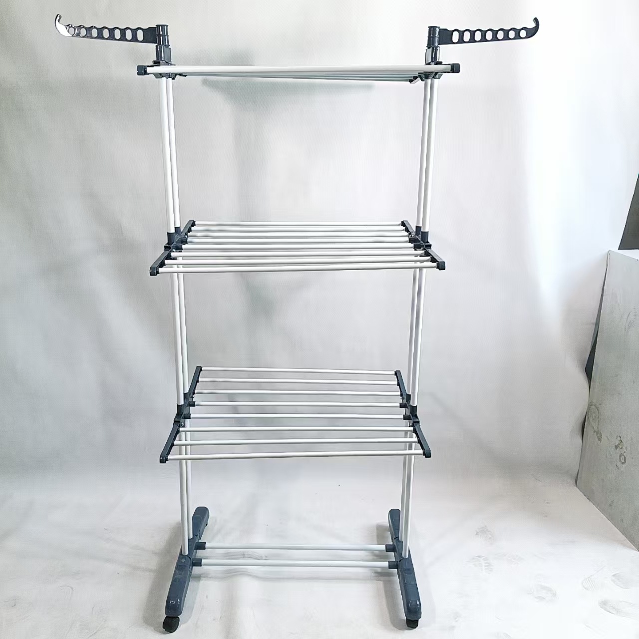 Perchero de secado de tres capas móvil perchero de secado plegable de piso al por mayor