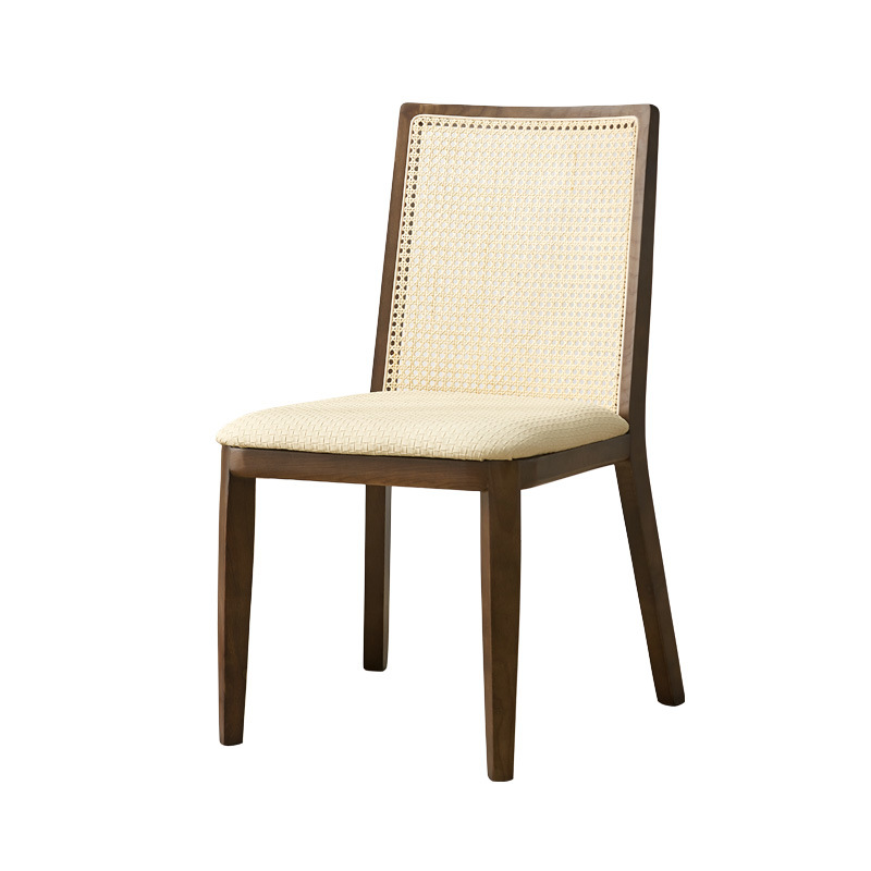 Mesa de comedor de hotel de caja de madera maciza cadena de restaurantes occidentales diseñadores de estilo antiguo asiento de tela de caña