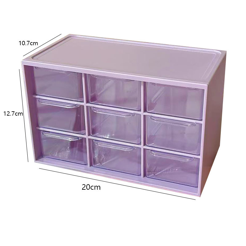 Caja de almacenamiento de cosméticos estilo crema, caja de almacenamiento de lápices labiales, caja de almacenamiento de escritorio grande con nueve compartimentos tipo cajón.