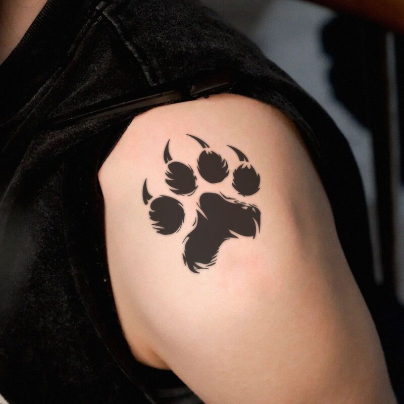 Black and gray silhouette wolf claw tattoo sticker, dark street style, waterproof, long-lasting, non-reflective, personalized sticker