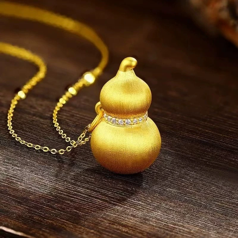 Подвеска в виде тыквы из 18-каратного золота, цвет золота au750, новая цепочка на ключицу в стиле шинуазри Fulu, аксессуары, золото в форме ракушки