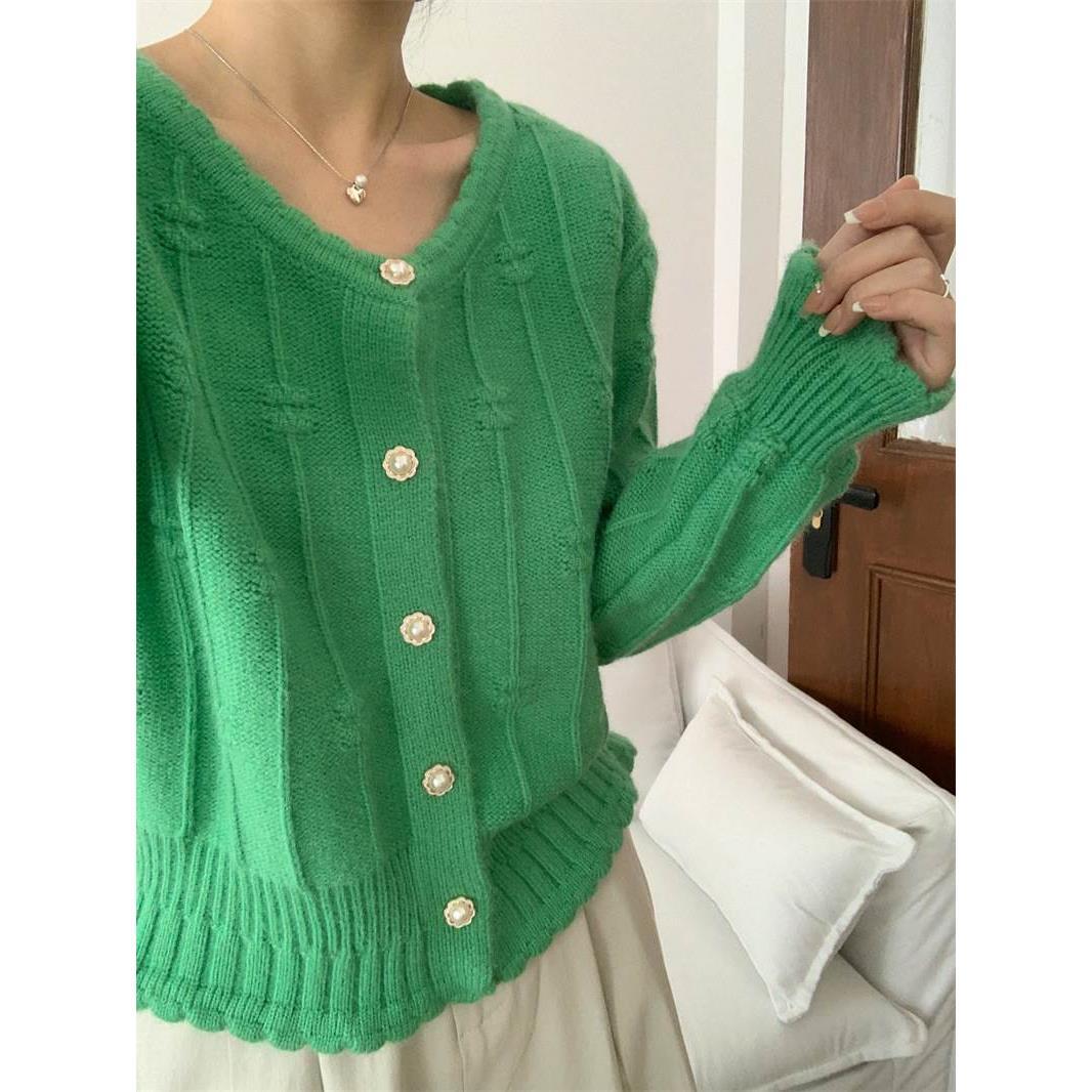 24 invierno Puyuan pila cardigan chaqueta de punto para mujeres 2024 nuevo diseño de primavera sensación pequeña