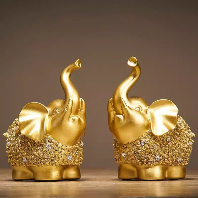 Resina oro elefante decoración ornamental