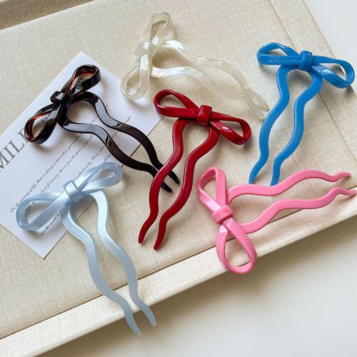Ballet-style bow hair clip for women, back hair bun hair clip, sweet girl U-shaped hair pin, hair accessory