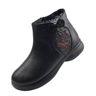 Winter Chinese Style fleece-lined Warm Cotton Boots Soft Sole New Style Old Beijing Cloth Shoes Women's Cotton Shoes Mother Shoes