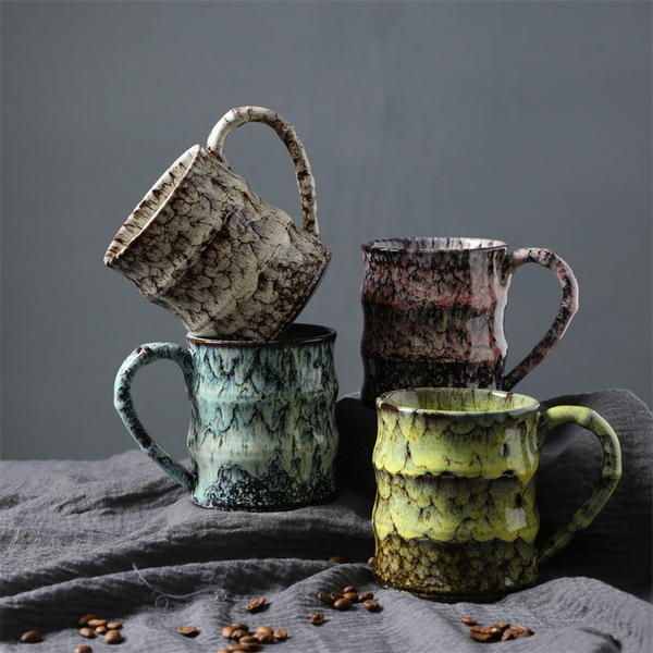 Large capacity ceramic mug kiln-changing water cup creative coffee…