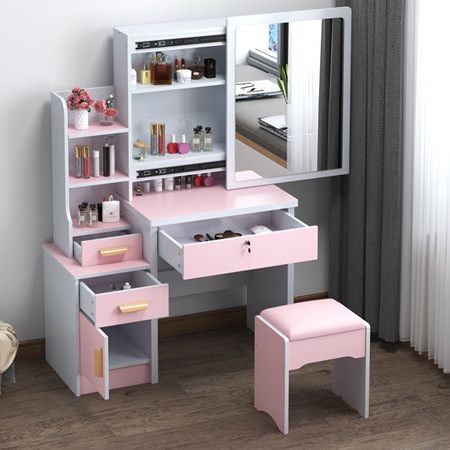 Mesa de maquillaje transfronteriza armario en un espejo push-pull venta caliente dormitorio simple moderno con armario de almacenamiento red comedor