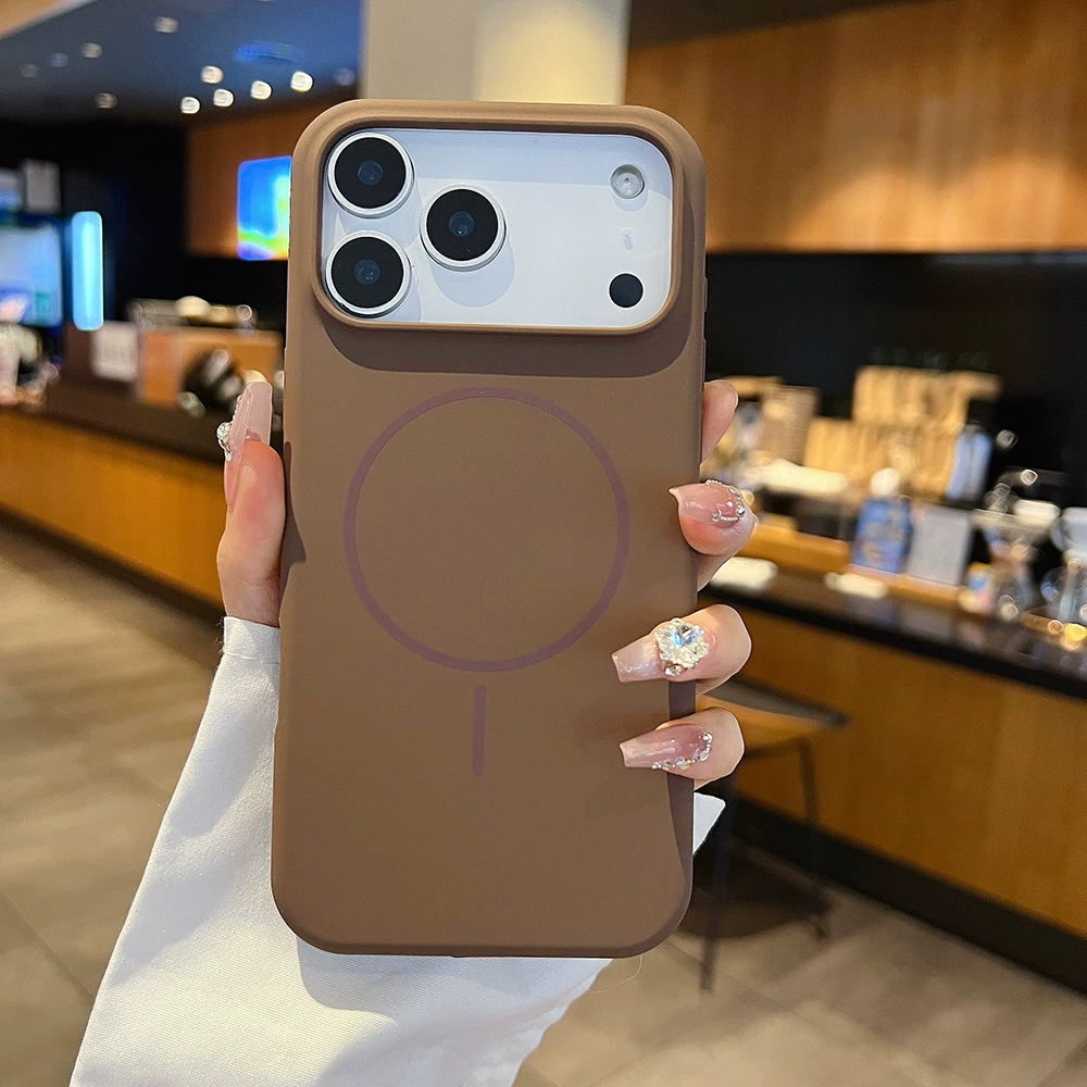 Силиконовый чехол (Apple) для iPhone 17 и совместимых, жидкий силикон, магнитное кольцо, защита от падений