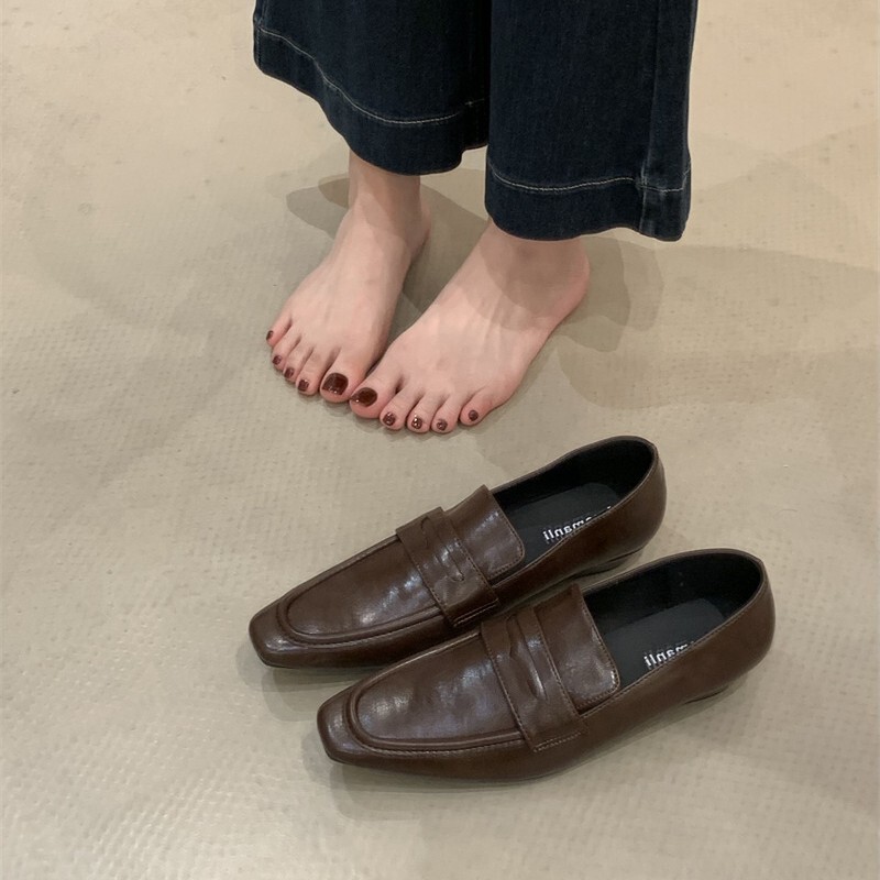 2025年新款小方头低跟女士穆勒鞋百搭气质皮鞋玛丽珍通勤单鞋|undefined