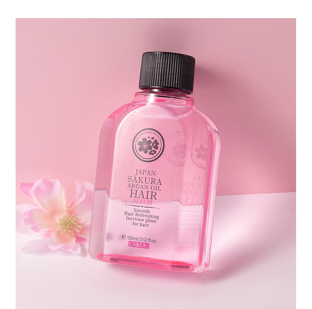 Óleo essencial de flor de cerejeira japonesa Laikou, 60ml, para cuidados com os cabelos, embalagem em inglês_voghion.com