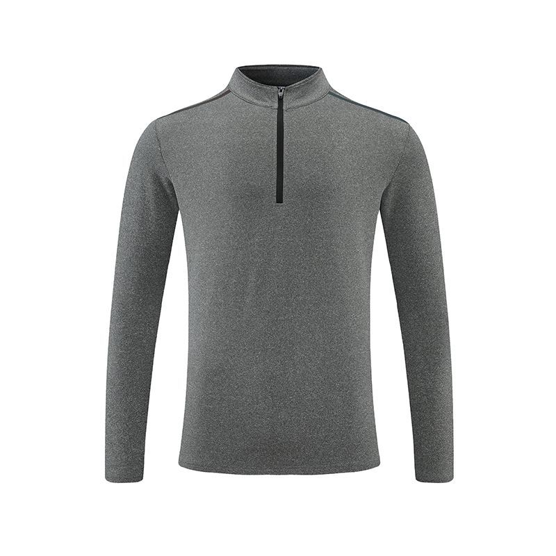 Otoño hombres corriendo media cremallera fitness stand collar de manga larga ocio deportes de mediana edad suelta más tamaño camiseta en stock impreso U