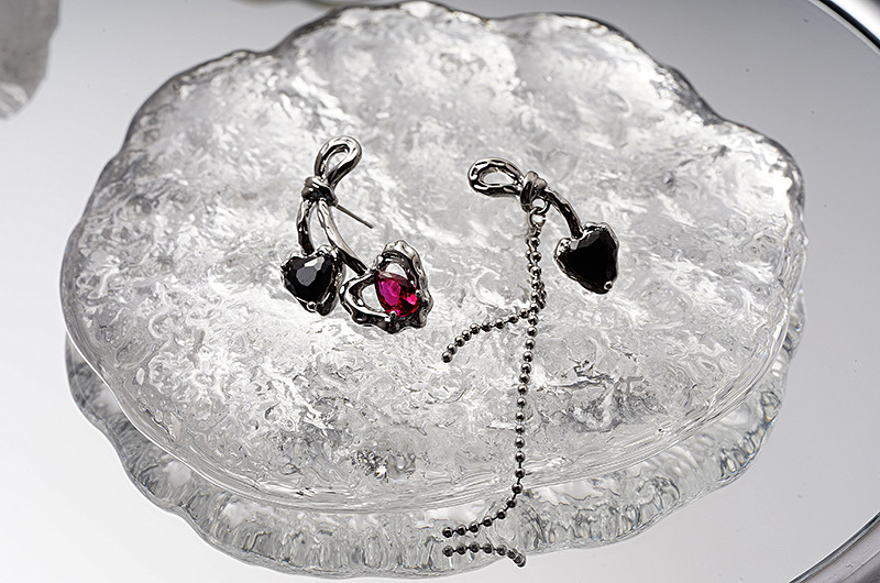 Fashion Heart Shape Copper Plating Rings Ear Studs Necklace 1 Piece