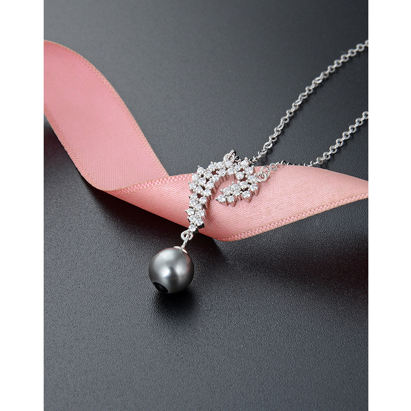 Moda diamante-incrustado pequeña perla fresca collar japonés y coreano s925 plata circón clavícula cadena temperamento popular colgante para las mujeres