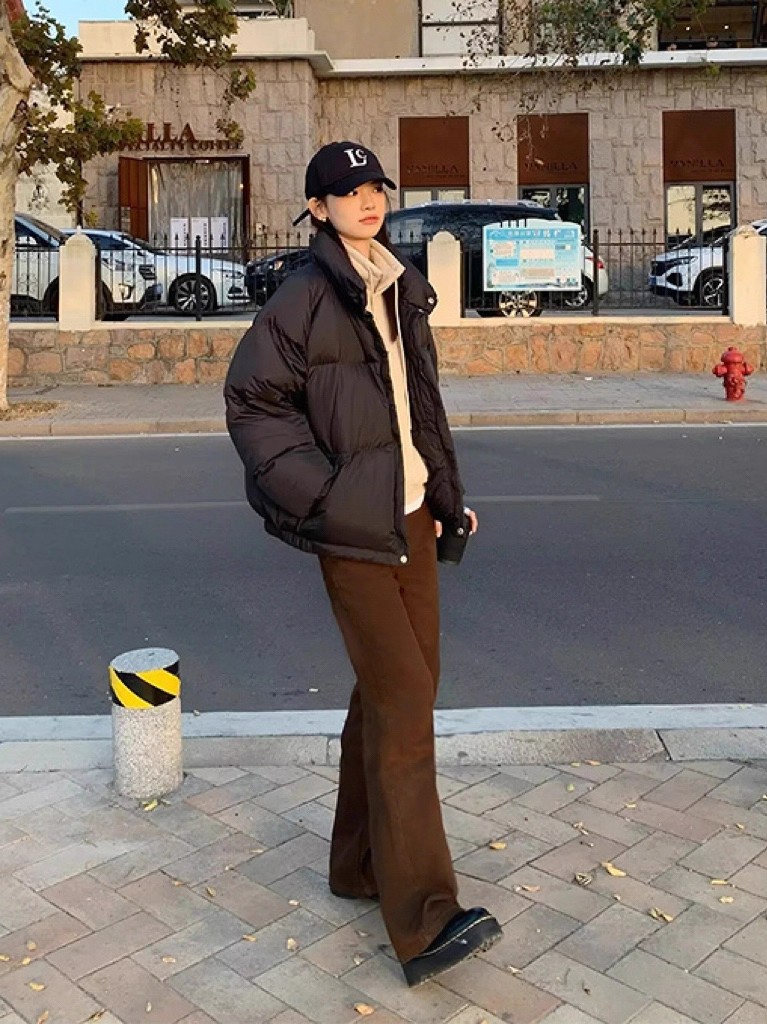 Women's Clothing Retro Brown Straight Leg Jeans High Waisted Slim Fit Merard Fleece Lined Wide Leg Pants For Women Autumn/Winter_ecoleips.com