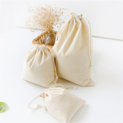 N185 wholesale cotton bag solid color drawstring bag diy drawstring bag home storage bag