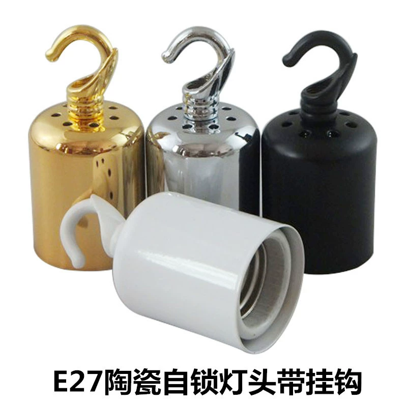 Винтовой патрон E27 с крючком, самоблокирующийся, устойчивый к высоким температурам керамический патрон с резьбовым цоколем для лампы DIY можно подключить к проводу