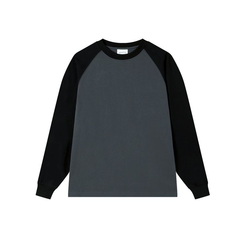250g双糸純綿ラグランカラーブロックラウンドネック長袖Tシャツ、ロゴカスタマイズ、グループユニフォーム、プリントカスタマイズ、文化シャツ|undefined