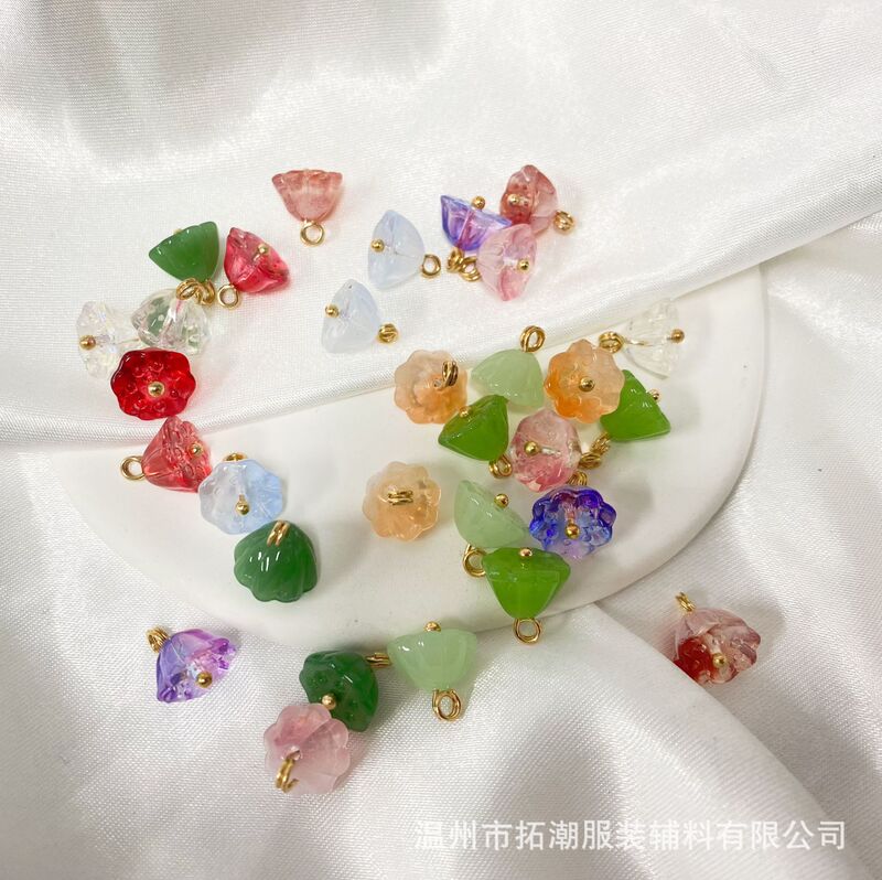 Wholesale lotus canopy glass imitation jade buttons national style new Chinese style cheongsam Tang suit buckle decorative buttons