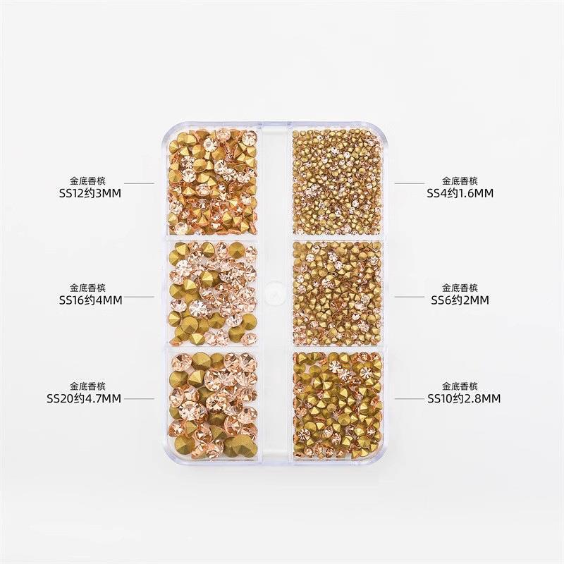 Joyería de uñas perla mixta semicírculo plano beige 12 rejilla en caja tamaño destacado redondo accesorios de uñas material