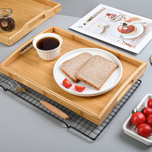 Bamboo Tray Rectangular Household Dining Ins Tray Hotel Tea Snack Plate Hotel Japanese Wooden Fruit Plate Wholesale