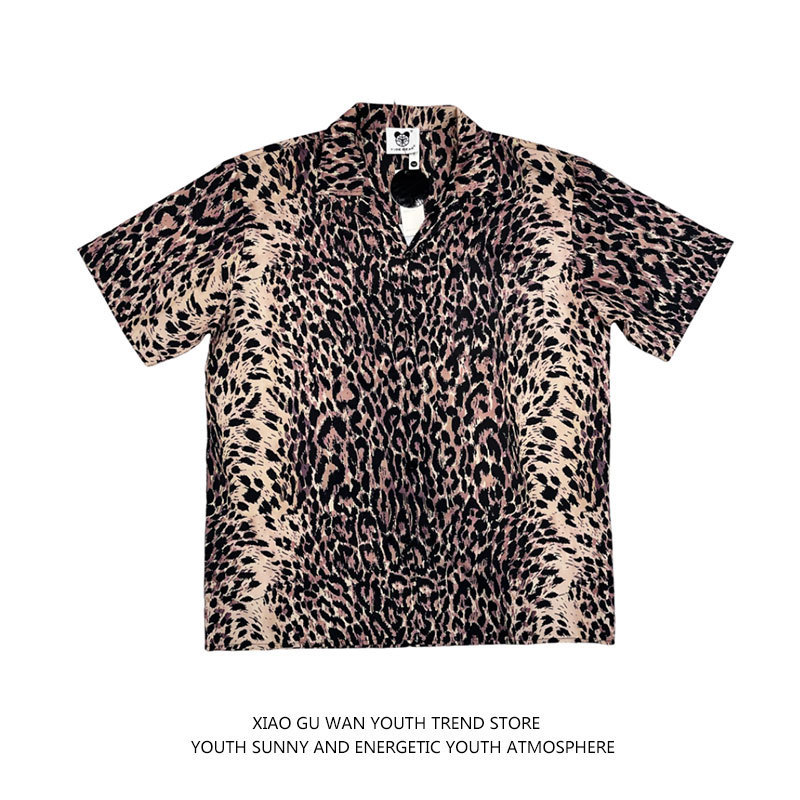 Dropshipping Summer American High Street Style Leopard Print All-Over Print Short-Sleeve Shirt for Men and Women, Loose and Versatile Couple's Outerwear