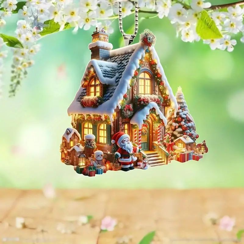 Nuevos productos transfronterizos creativos árbol de Navidad Papá Noel acrílico colgante artesanía automóvil decoración para el hogar