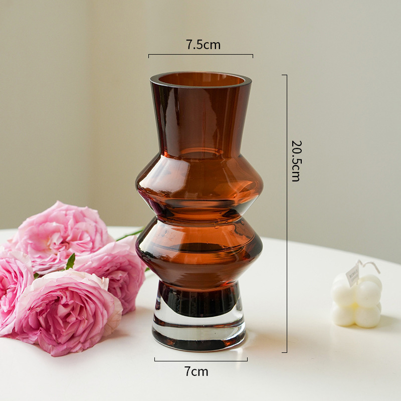 Vaso de viento de lujo ligero diseño floral de vidrio decorativo de mesa de la sala de estar